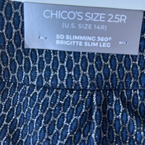 Chico's Navy and Silver Patterned Pants